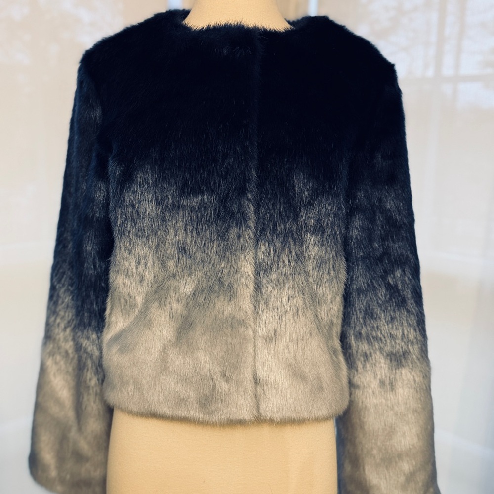 Maeve Blue and Gray Gradient Teddy Jacket